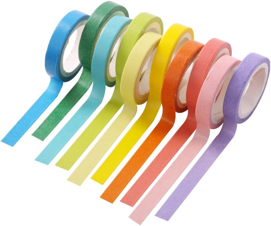 Dalus 10rolls Rainbow Candy Color Japanese Washi Tape Decorative Masking Tape for DIY Crafts,Beautify Bullet Journals ,Planners