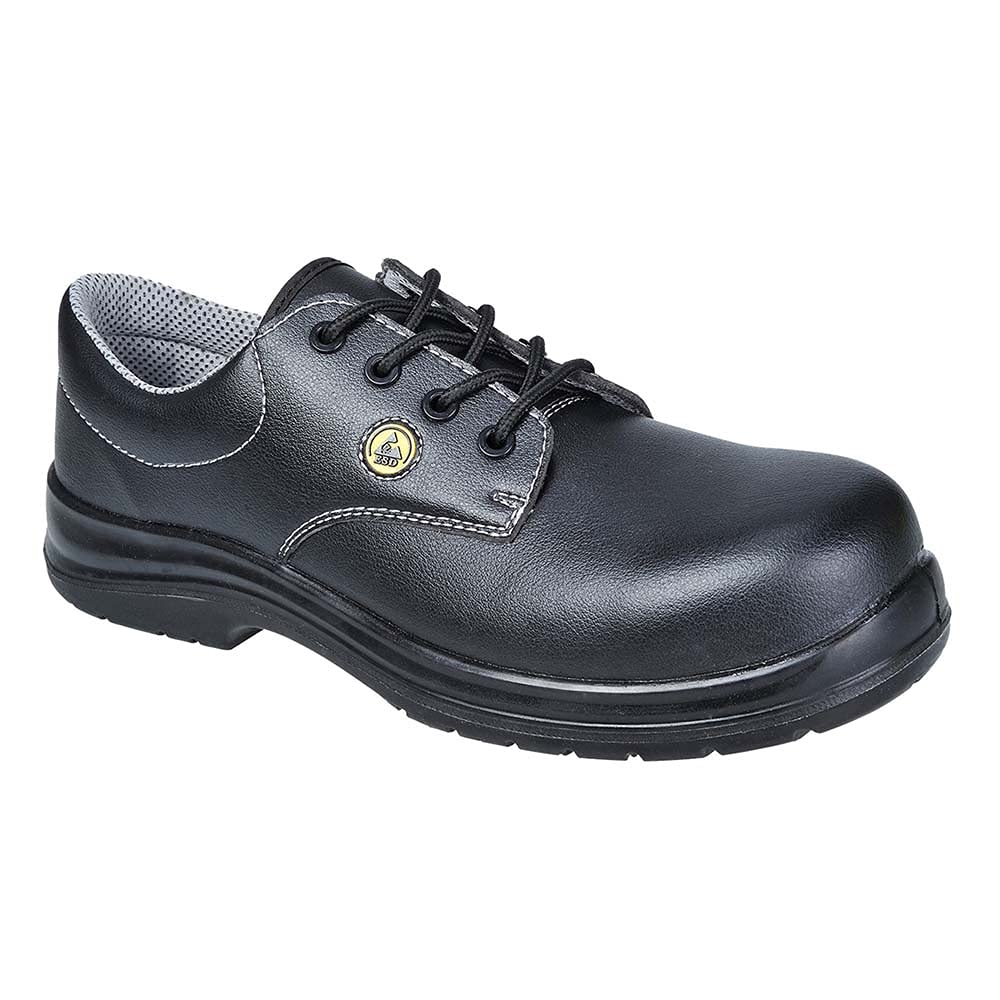 Portwest Portwest Compositelite ESD Laced Safety Shoe S2, Size: 43, Colour: Black, FC01BKR43