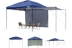 KAMPKEEPER 10x10 Easy Pop Up Canopy Tent with Sidewalls, Instant Outdoor Shade Shelter with Removable 10FT Sun Walls, Quick Setup Waterproof and UV-Resistant for Patio (Navy Blue, 2 sidewall)