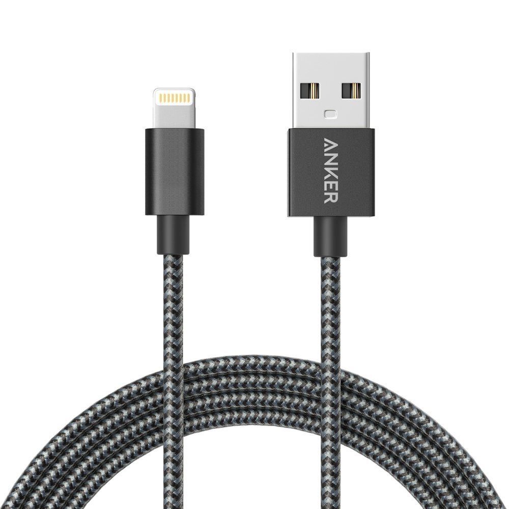 Anker 6ft Nylon Braided USB Cable with Lightning Connector [Apple MFi Certified] for iPhone X / 8/8 Plus / 7/7 Plus / 6/6 Plus / 5s, iPad Pro Air 2 and More (Space Gray)