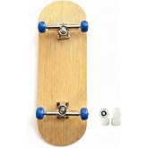 Professional 6-Layer Bamboo Fingerboard Mini Skateboard Complete100x33mm Deck +Axle Washers 34mm Silvery Trucks | Old School 20th Anniversary Edition Blue Ball Wheels