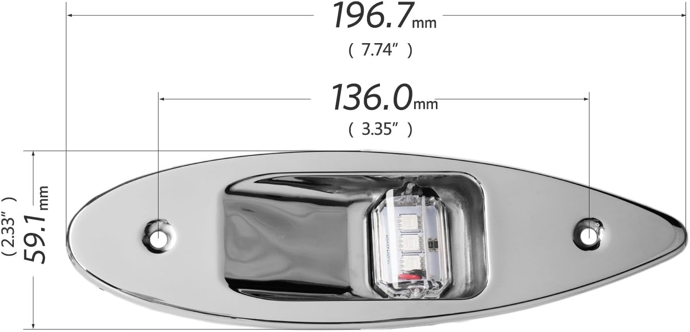 LEANINGTECH One Pair Marine Boat Yacht Light 12V Stainless Steel, Waterproof, LED Bow Navigation Lights Pontoons Sailing Signal Lights, Teardrop Bow Lights, Red and Green : Sports & Outdoors