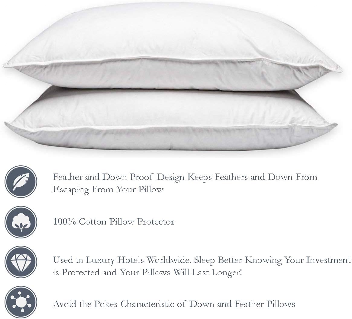 Amazon Com Feather Down Proof 100 Cotton Pillow Protector