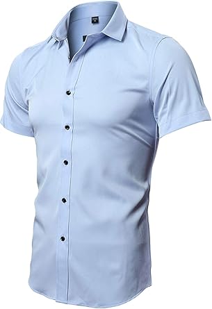 Fly Hawk Mens Dress Shirts Fitted Bamboo Fiber Short Sleeve Elastic Casual Button Down Shirts At Amazon Men S Clothing Store