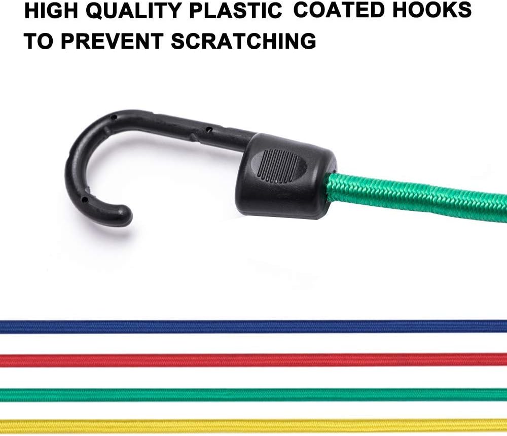 NoOne 25 pcs Heavy Duty Bungee Cords with Hooks in Jar, 100% Latex Core Elastic Strong Bungie Straps Set Assortment with a Drawstring 1416 inches Organizer Bag: Automotive