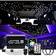 AKEPO 16W RGBW Fiber Optic Lights for Car & Home Music+APP Control Star Ceiling Light Kit, Sound Sensor Light Source with 28key RF Musical Remote and Fiber Cable 400pcs 0.75mm 6.5ft/2m