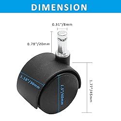 suiwotin 5pcs 1.5 Inch Swivel Caster Wheels, M8
