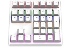 YUEHISY Number Pad, 34 Keys USB C Wired Mechanical Numeric Keypad with RGB Backlit, Ergonomic Design, for Laptop Desktop PC, 