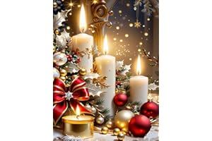 MRNSIET Christmas Candles Counted Cross Stitch Kits for Adults, Christmas Stamped Cross Stitch Kits for Beginners, Needlepoint Cross-Stitch Patterns Embroidery Kits Arts and Crafts for Home Decor 12×16 Inch