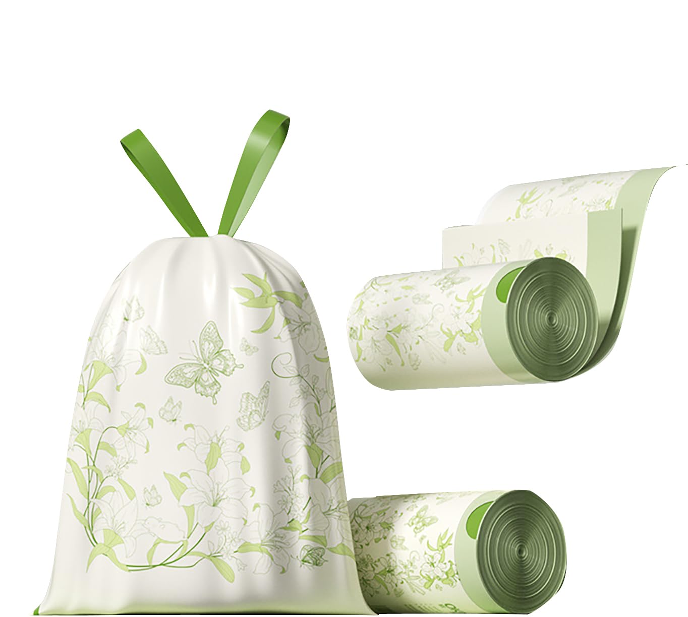 Photo 1 of 100pcs 4 Gallon Trash Bags Drawstring Tear-Free Separated Plastic Can Liner for Bathroom Office Home Bedroom Small Garbage Basket Bags (Green, 100Counts)