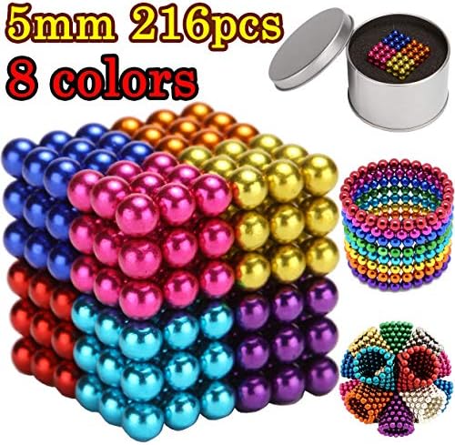 MENGDUO 216pcs 5mm Magnetic Cube Magnets Sculpture Building Blocks Toys for Intelligence Learning -Office Toy & Stress Relief for Adults (8 Colors)