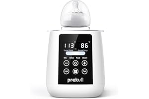 Bottle Warmer, prekull Fast Baby Bottle Warmer for Breastmilk, Formula with Accurate Temp Control, 48H Thermostat Baby Milk Warmer with Thaw, Night Light, Bottle Warmers for All Bottles