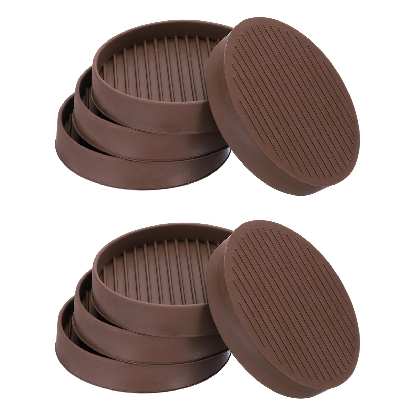 PATIKIL 3.3 Inch Rubber Furniture Pads, 8 Pack Non-Slip Furniture Coasters Round Anti Skid Caster Cups Furniture Feet Cup Floor Protectors for Bed Couch Stoppers, Brown