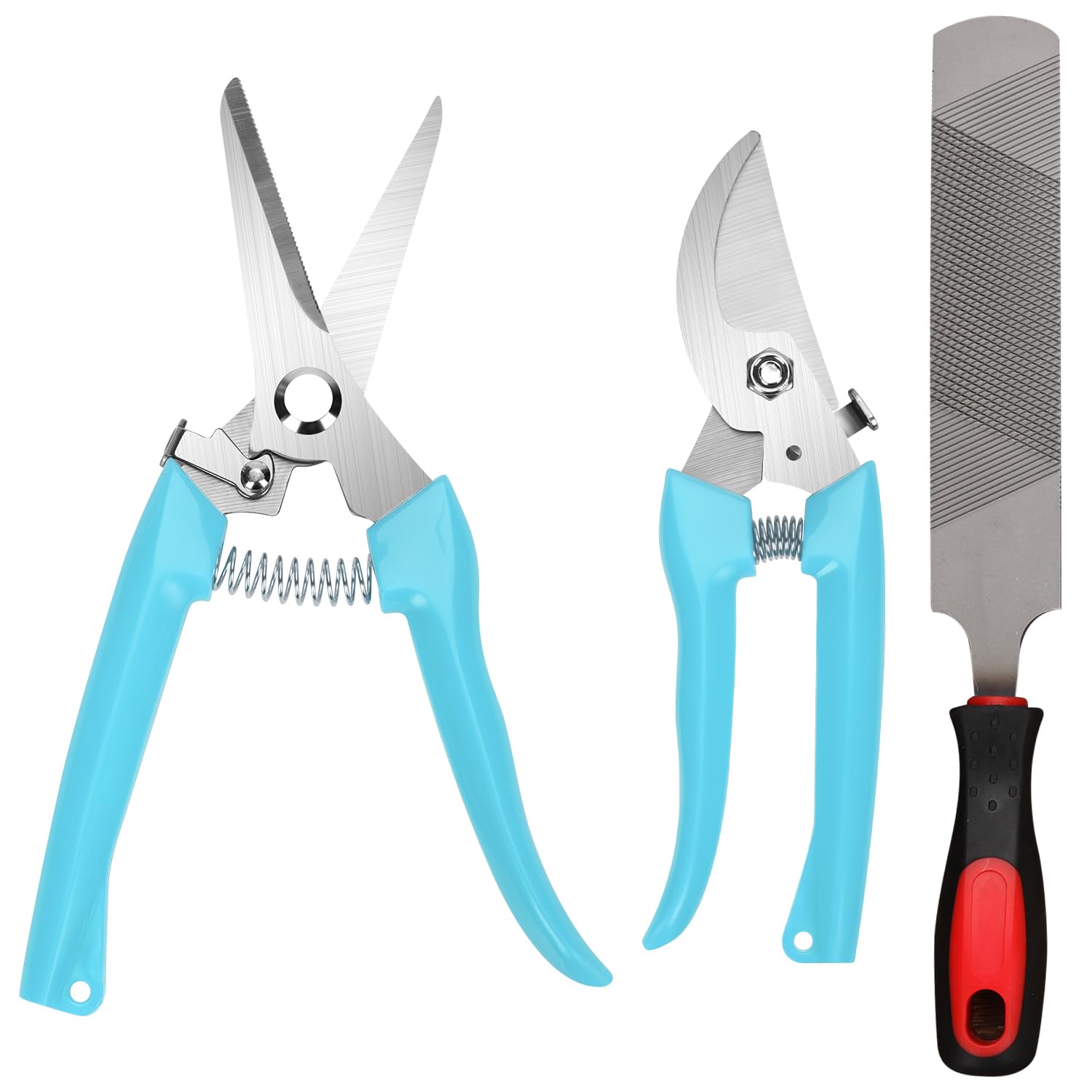 3pcs Goat Hoof Trimmers and File, Nail Clipper Plier for Hoof Nipper Curved/Straight Head Horse Hoof Trimming Shear Farrier Rasp Horseshoe Tool Kit for Goat Sheep Lamb Animal Hoove Accessories(Blue)