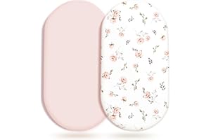 Stretch Ultra Soft Fitted Bassinet Sheet Set 2 Pack, Universal Fit for Bassinets Baby Cradle Moses Basket Oval Rectangle Matt