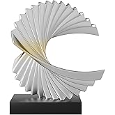Paytonture Ocean Wave Sculpture - Modern Funky Abstract Statue, Resin Wave Sea Ornament for Home Office Desk Shelf Accents (Silver)