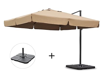 Sekey® Sonnenschirm 300 x 300 cm Aluminium-Sonnenschirm Marktschirm Gartenschirm Terrassenschirm Ampelschirm Kurbelschirm Bei