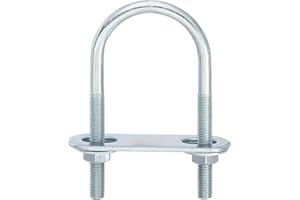 uxcell Round U-Bolts, 2 Set 34mm Inner Width 75mm Length M6 Zinc-Plated Carbon Steel U Clamp Bolt with Nuts and Plates, for B