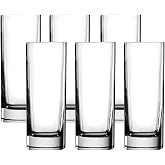 Luigi Bormioli Strauss Long Drink Glasses, 13.25 Oz - Clear, Set of 6 | Durable Crystal Tumblers with Square Design, Tall Beverage Cups for Water, Juice, Cocktails, Spritzes &amp; Home Bar Entertaining