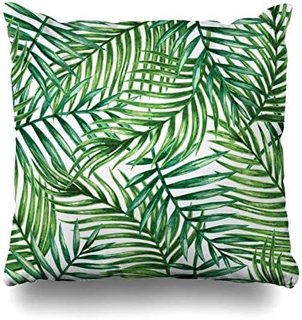 hanbaozhou 18 X 18 inch Beautiful Tropical Jungle Floral Watercolor Palm Throw Pillowcover Cushion Decorative Home Decor Nice Gift Garden Sofa Bed Car