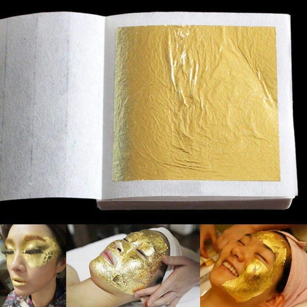 LTKJ 24K Edible Gold-Leaf Sheets 20 Sheets 4.33 x 4.33 cm Pure Gold-Foil Leaf for Food Decoration,Facial Spa Gilding Crafting 1.7