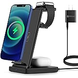3 in 1 Wireless Charging Station, Fast Wireless Watch Charger Dock for iWatch Series and Air Pods, Phone Charger Stand Compat
