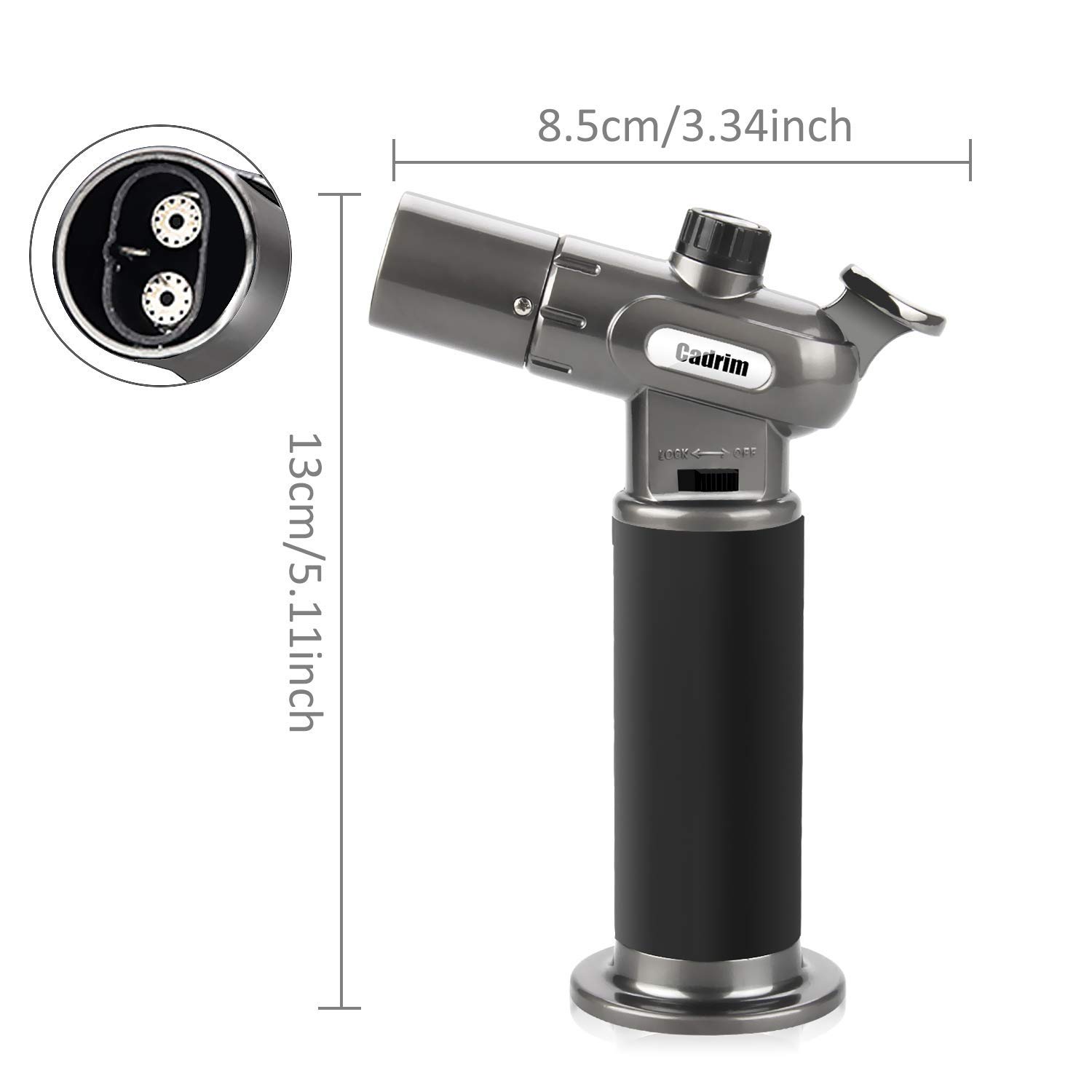 Cadrim Kitchen Blow Torch 1300°C Dual Adjustable Flame Refillable