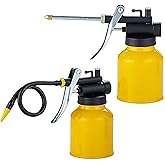 JUNCHI Hand Pump Oiler Can Professional Level 8 oz. Capacity Pump Oiler with Metal &amp; Long Flex Spout