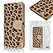 BlastCase Leopard Skin Design Wallet Case for iPhone 6 4.7 inch Brown Flip Leather Cover Folio Pouch Bag Bling Crystal Magnetic Clasp Card Slot