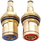 Wolfride 2Pcs Faucet Cartridge Replacement, 20 Teeth G1/2" Brass Ceramic Stem Disc Cartridge Cartridge Faucet Valve Hot and Cold for Bathroom Kitchen Faucets