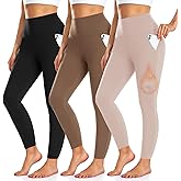 3 Pack Fleece Lined Leggings Women with Pockets -Warm Winter Yoga Pants for Women Thermal Running Workout Leggings