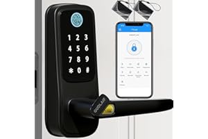 GUDLAIF Smart Door Lock,5-in-1 Keyless Entry Door Lock with Handle,Keypad Door Lock Support WiFi & APP Control,Biometric Fingerprint Door Lock Digital Electronic Door Lock for Front Door Hotel Office Home