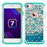 iPhone 7 Case, MagicSky [Shock Absorption] Studded Rhinestone Bling Hybrid Dual Layer Armor Defender Protective Case Cover For iPhone 7 (2016) - Flower1
