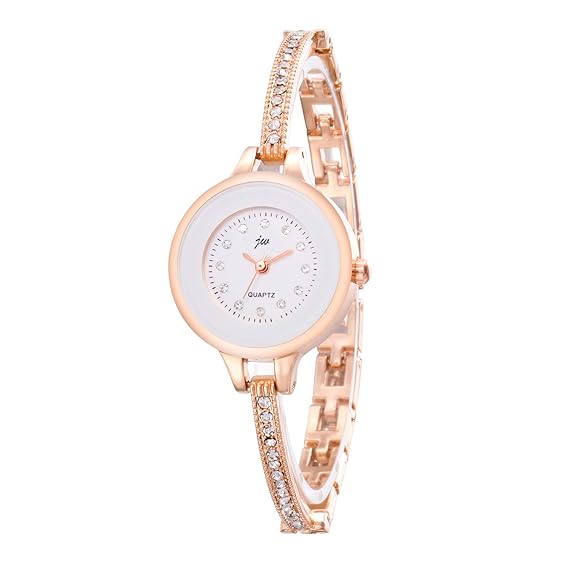 Analogue Women's Watch (White Dial Rose Gold Colored Strap)