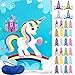 oannao Unicorn Party Supplies-Pin The Horn on The Unicorn Party Games for Kids Birthday Party Game ,Include a Large Poster 24 Reusable Sticker Horns.Unicorn Gifts for Baby -24 Horns 4 Party Hats