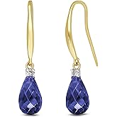 Galaxy Gold GG 14k Solid Gold Fish Hook Earrings with Diamonds and Sapphires