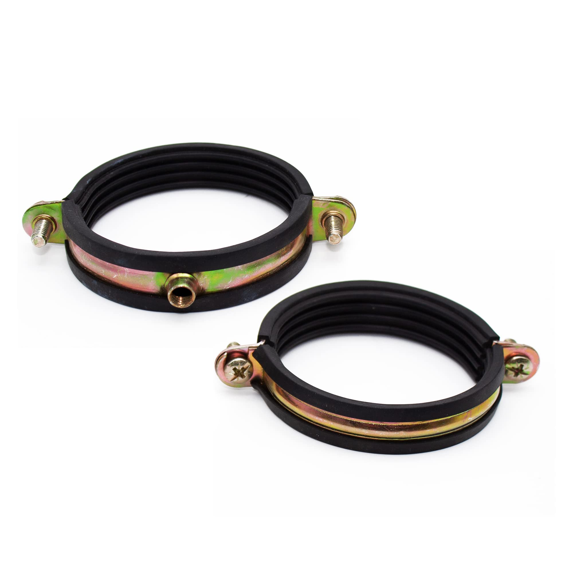 DOJA Industrial | Anti Vibration Metal Pipe Clips | 60 mm Ø | Pack 5 | Rubber Lined Tube Clip | Pipe Brackets | Isophonic Sliding Clamp | Gutter Bracket with Screw for Support of Hose, Pipes in Wall