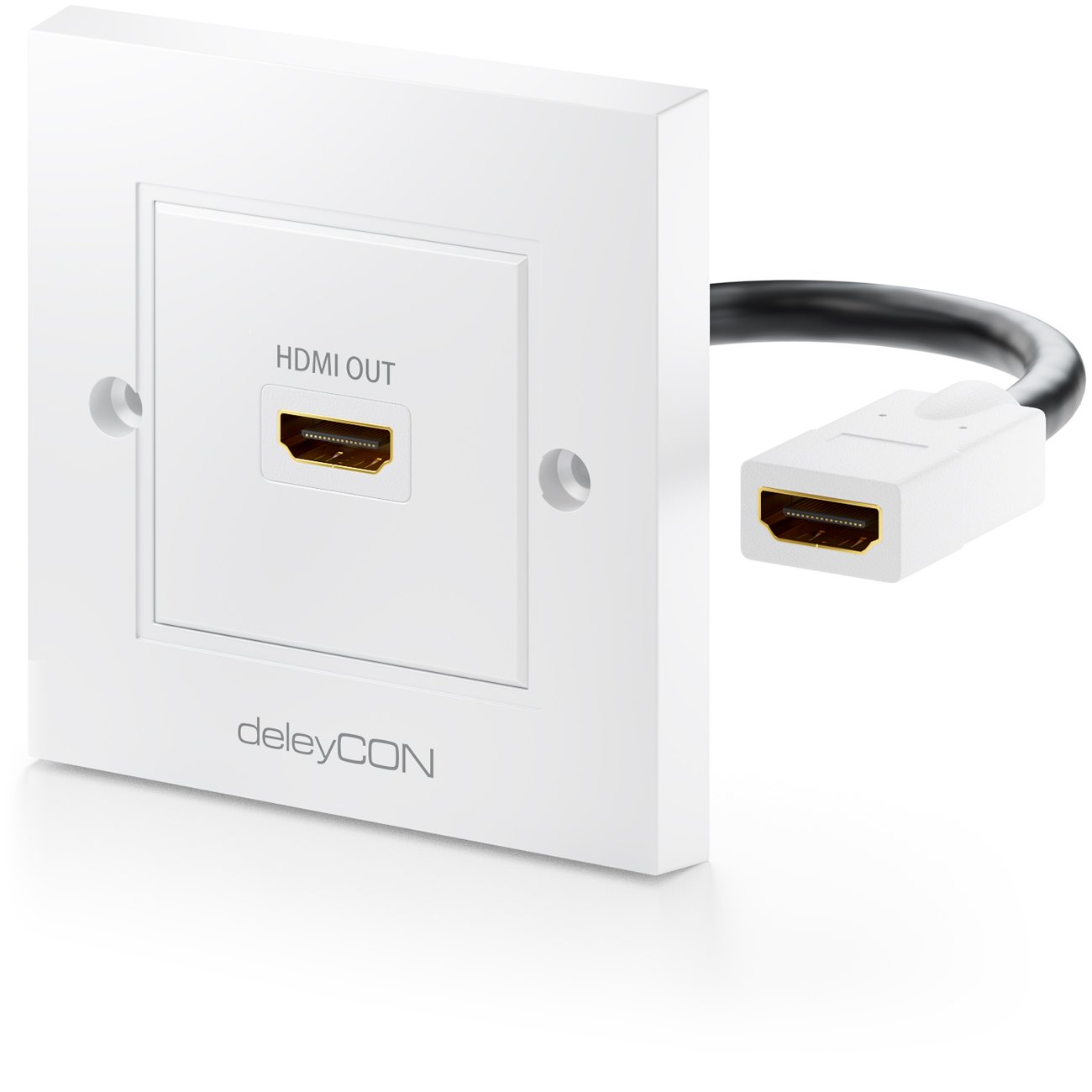 deleyCON HDMI Wall Box 1x HDMI Port Flush-Mounted Installation 3D FULL HD HDTV 4K 2160p - White