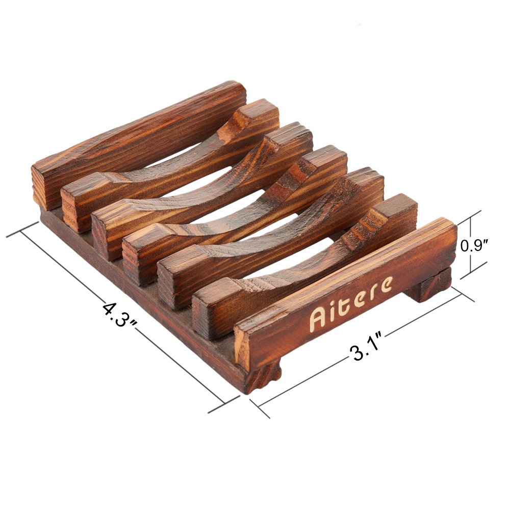 Aitere Soap Dish/Soap Holder Home Bath Accessories Hand Craft Natural Wood Soap Case Holder(2 Pcs)