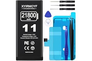 XYIRMCYF 21800mAh Super Capacity Battery Compatible with iPhone 11, 0 Cycle Li-Polymer Replacement Battery for iPhone 11, with Professional Repair Tool Kit