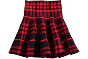 Mesinsefra Little Big Girls' High Waist Knitted Flared Pleated Skirt Casual