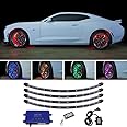 LEDGlow 4pc Million Color LED Wheel Well Fender Accent Neon Lighting Kit for Cars & Trucks - 18 Solid Colors - 24" Multi-Color Flexible Tubes - Water Resistant - Includes Control Box & Wireless Remote