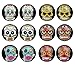 LilMents 6 Pairs Sugar Skull Black Pattern Mens Womens Stainless Steel Stud Earrings Set (Set B)