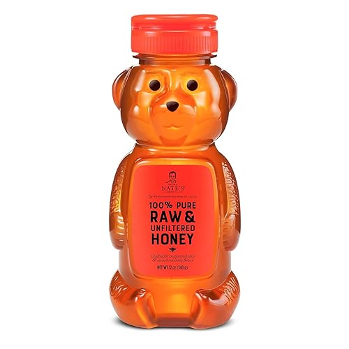Nate's 100% Pure, Raw & Unfiltered Honey - Award-Winning Taste, 12oz. Honey Bear Bottle