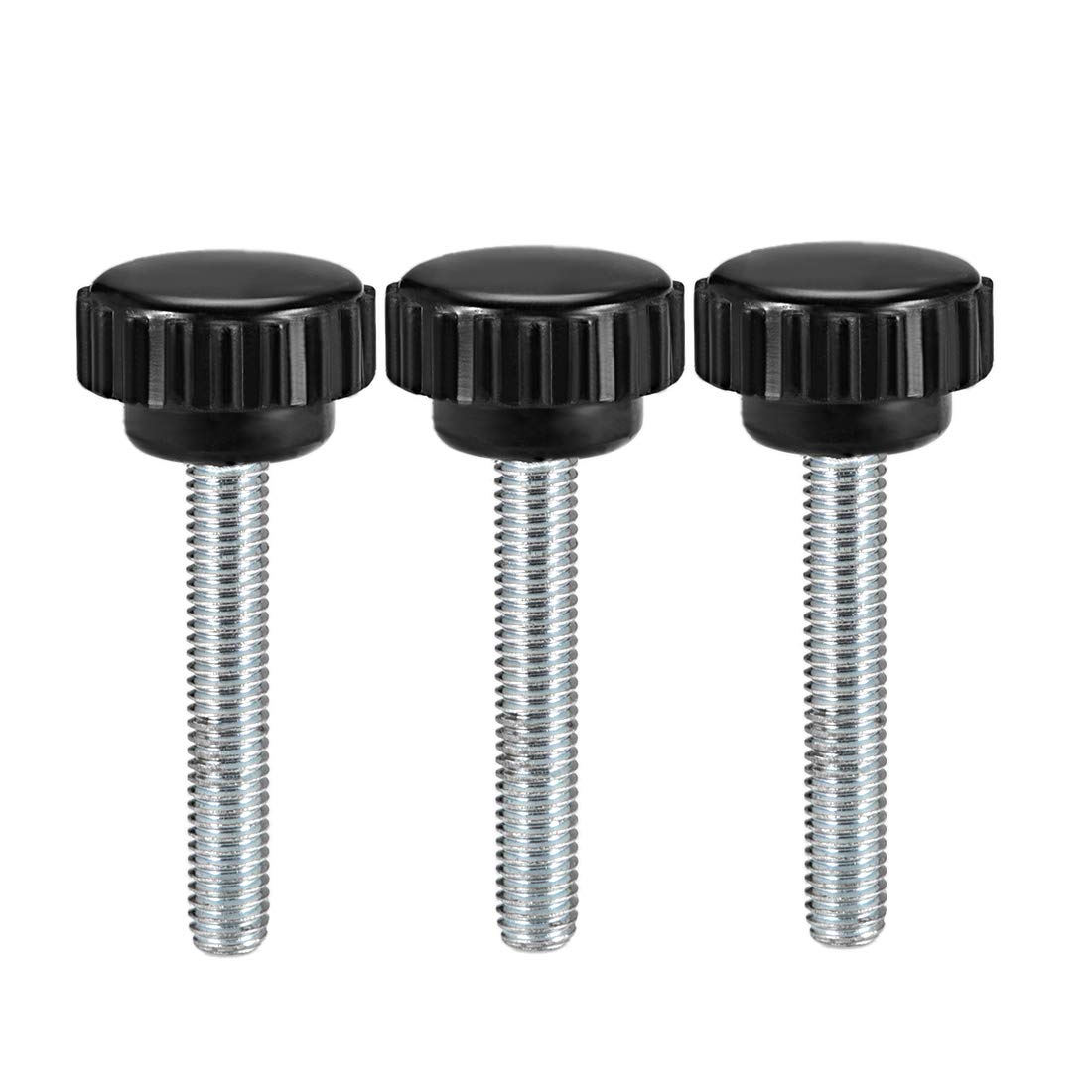 sourcing map M6 x 40mm Metric Male Thread Knurled Clamping Knobs Grip Thumb Screw on Type Hand Clamping Handle Bolt with Plastic Knobs Black 3 Pcs