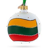 Flag of Lithuania Glass Ball Christmas Ornament 3.25 Inches
