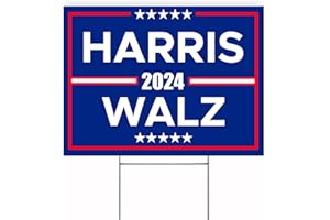 CM ORIGINALS Large Kamala Harris Walz For President Vice President Walz Yard Sign Kamala Harris 2024 Lawn Sign 24" x 18" Corrugated Plastic Double Sided Includes H Stake 24x18 Kamala Harris for President Election Sign Her (Large 24x18'')