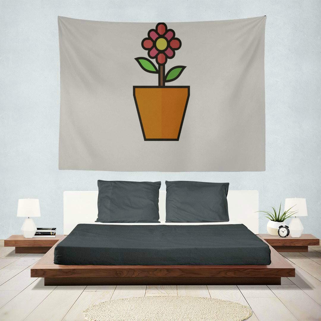 Amazon Com Vnaskl Walls Tapestry Dual Tone Flower Pot Print