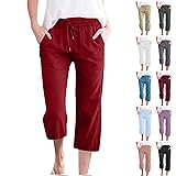 Capri Pants for Women Casual Summer Cotton Linen