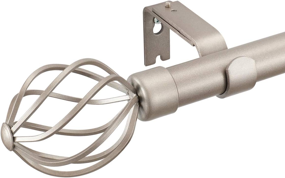 Mayrhyme Adjustable Curtain Rod for Window 28 to 48 Inches,Twisting Cage with Cap 1-Inch Diameter Pewter Curtain Rod: Home & Kitchen